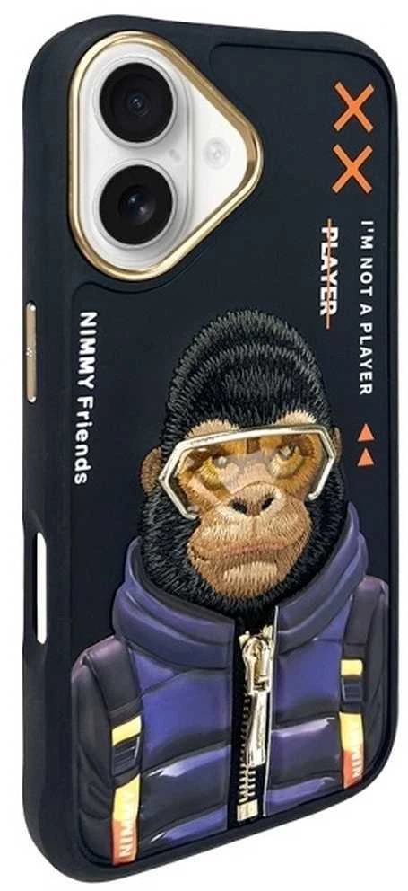 Nimmy dėklas Apple iPhone 16 6.1″ juodos spalvos Cool&Cute 2.0 Monkey