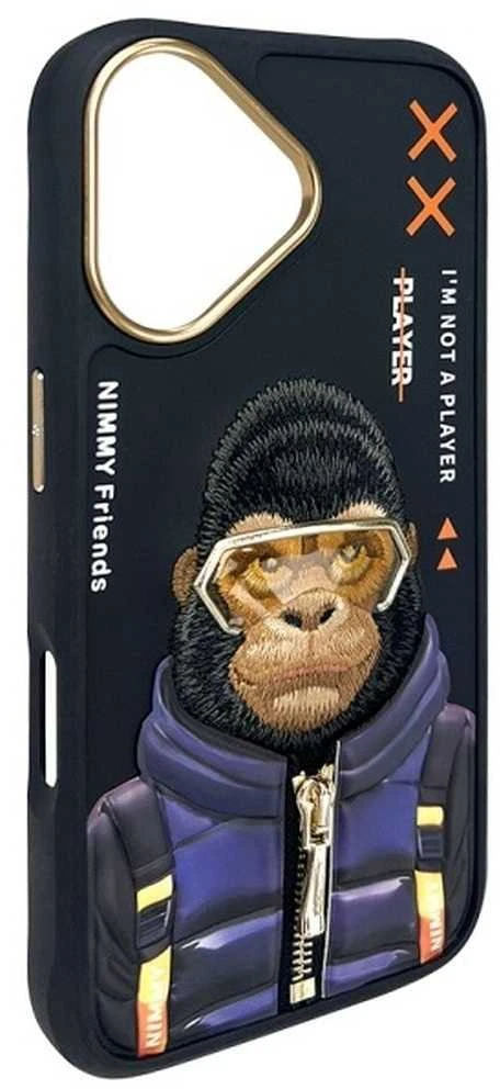 Nimmy dėklas Apple iPhone 16 6.1″ juodos spalvos Cool&Cute 2.0 Monkey