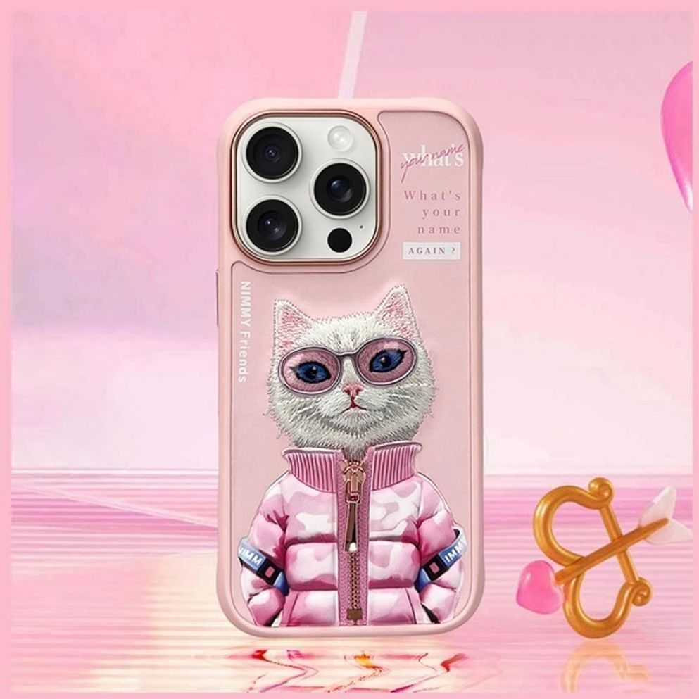 Nimmy Apple iPhone 16 Pro 6.3" dėklas telefonui rožinės spalvos Cool&Cute 2.0 Cat