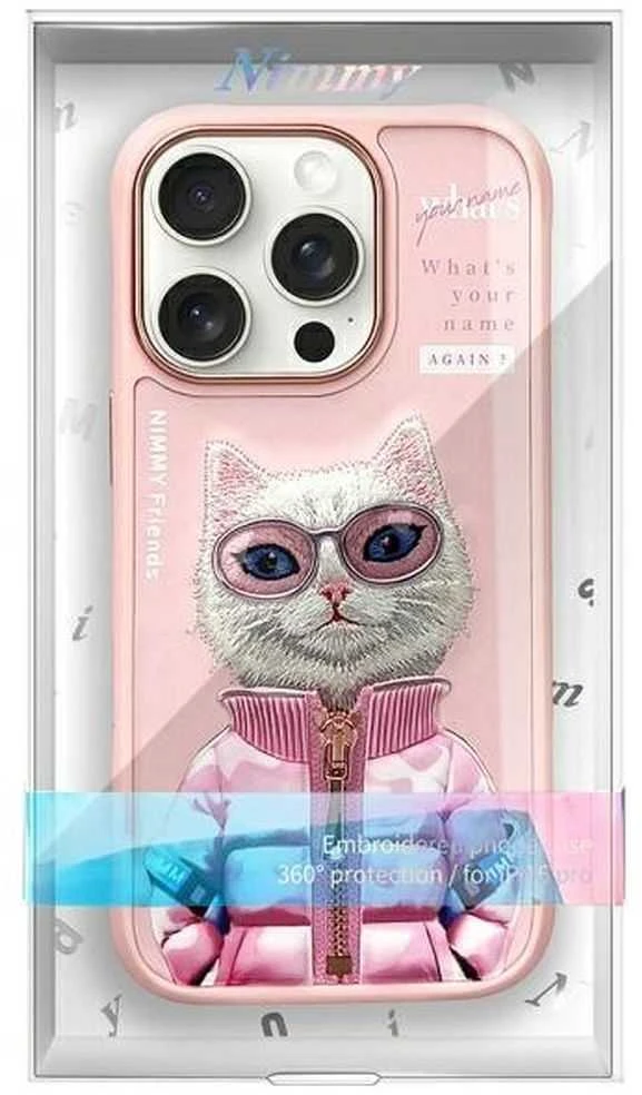 Nimmy Apple iPhone 16 Pro 6.3" dėklas telefonui rožinės spalvos Cool&Cute 2.0 Cat