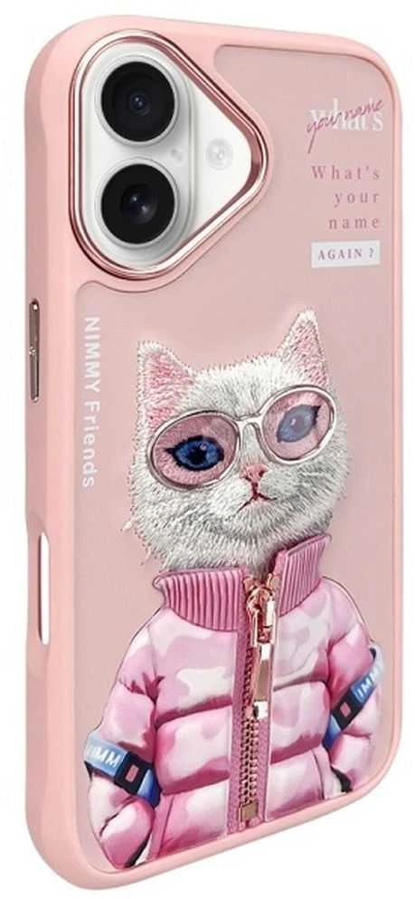 Nimmy dėklas Apple iPhone 16 6.1″ rožinės spalvos Cool&Cute 2.0 Cat