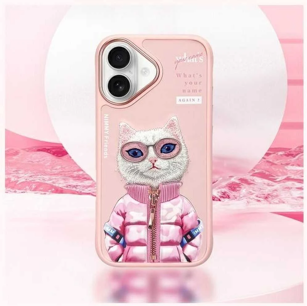 Nimmy dėklas Apple iPhone 16 6.1″ rožinės spalvos Cool&Cute 2.0 Cat