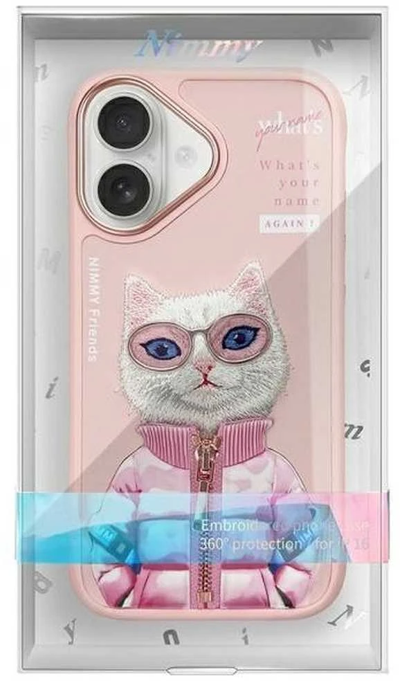 Nimmy dėklas Apple iPhone 16 6.1″ rožinės spalvos Cool&Cute 2.0 Cat