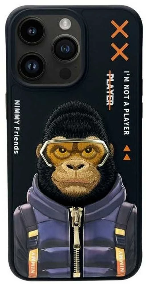 Nimmy dėklas Apple iPhone 15 Pro 6.1" juodos spalvos Cool&Cute 2.0 Monkey