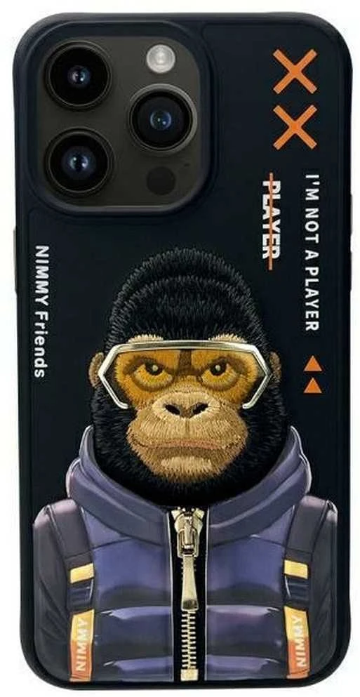 Nimmy dėklas Apple iPhone 15 Pro Max 6.7" juodos spalvos Cool&Cute 2.0 Monkey