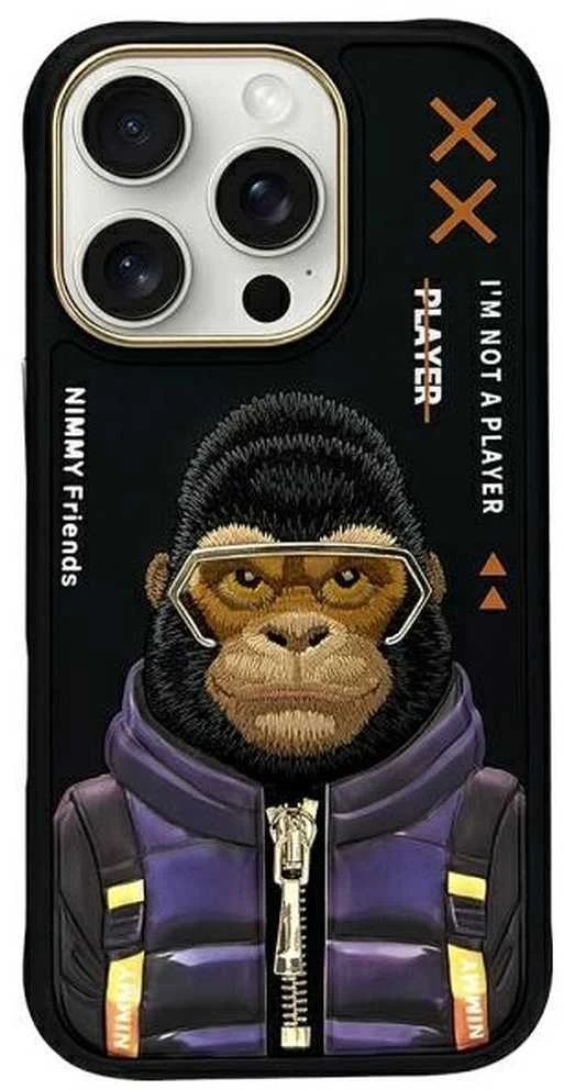 Nimmy Apple iPhone 16 Pro Max 6.9" dėklas telefonui juodos spalvos Cool&Cute 2.0 Monkey