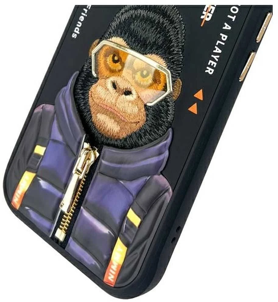 Nimmy dėklas iPhone 15 6.1" juodos spalvos Cool&Cute 2.0 Monkey
