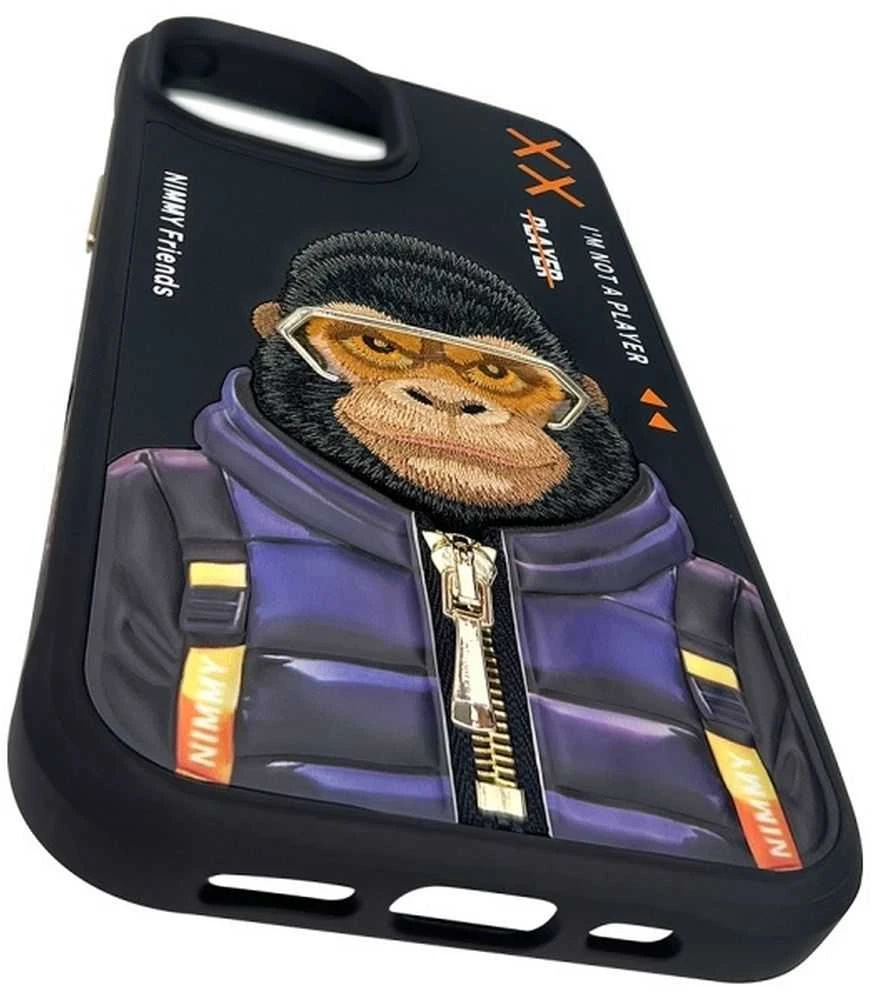 Nimmy dėklas iPhone 15 6.1" juodos spalvos Cool&Cute 2.0 Monkey