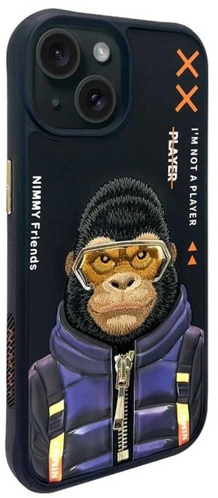 Nimmy dėklas iPhone 15 6.1" juodos spalvos Cool&Cute 2.0 Monkey