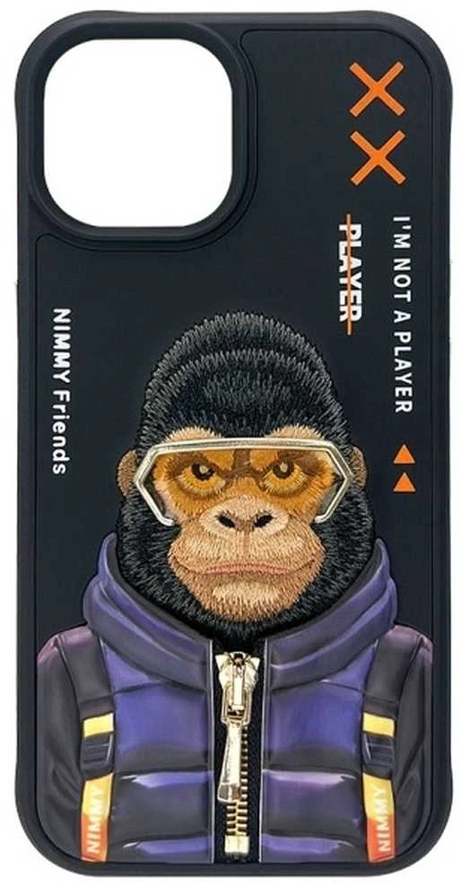 Nimmy dėklas iPhone 15 6.1" juodos spalvos Cool&Cute 2.0 Monkey
