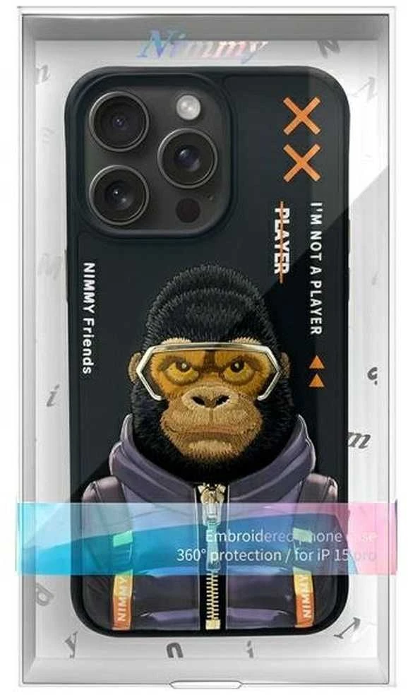 Nimmy dėklas Apple iPhone 15 Pro 6.1" juodos spalvos Cool&Cute 2.0 Monkey