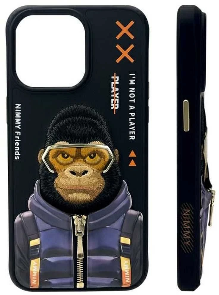 Nimmy dėklas Apple iPhone 15 Pro 6.1" juodos spalvos Cool&Cute 2.0 Monkey