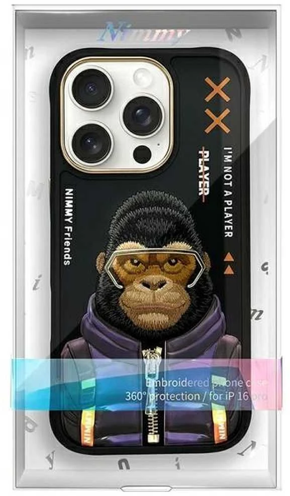 Nimmy Apple iPhone 16 Pro Max 6.9" dėklas telefonui juodos spalvos Cool&Cute 2.0 Monkey