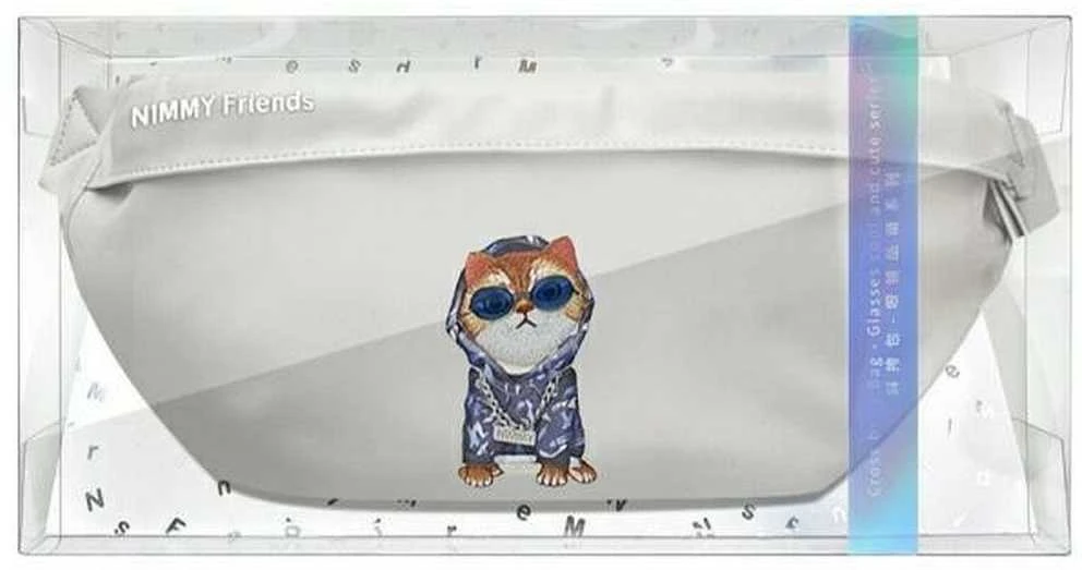 Nimmy krepšys ant rėmo pilkos spalvos Crossbody Glasses Cool Cat