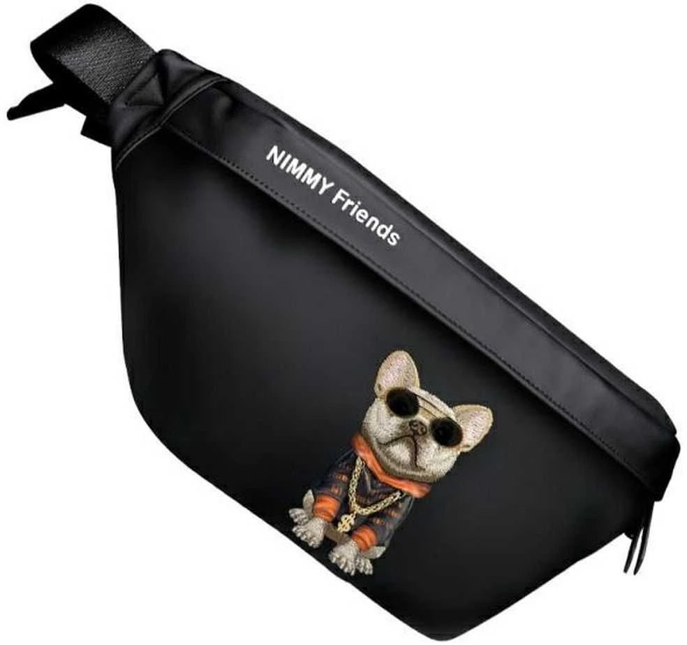 Pečių krepšys ant juosmens Nimmy Glasses Cool Dog juodas