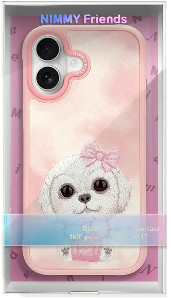 „Nimmy Big Eyed Pet 2.0“ šuns dėklas, skirtas „iPhone 17“ - Rožinė