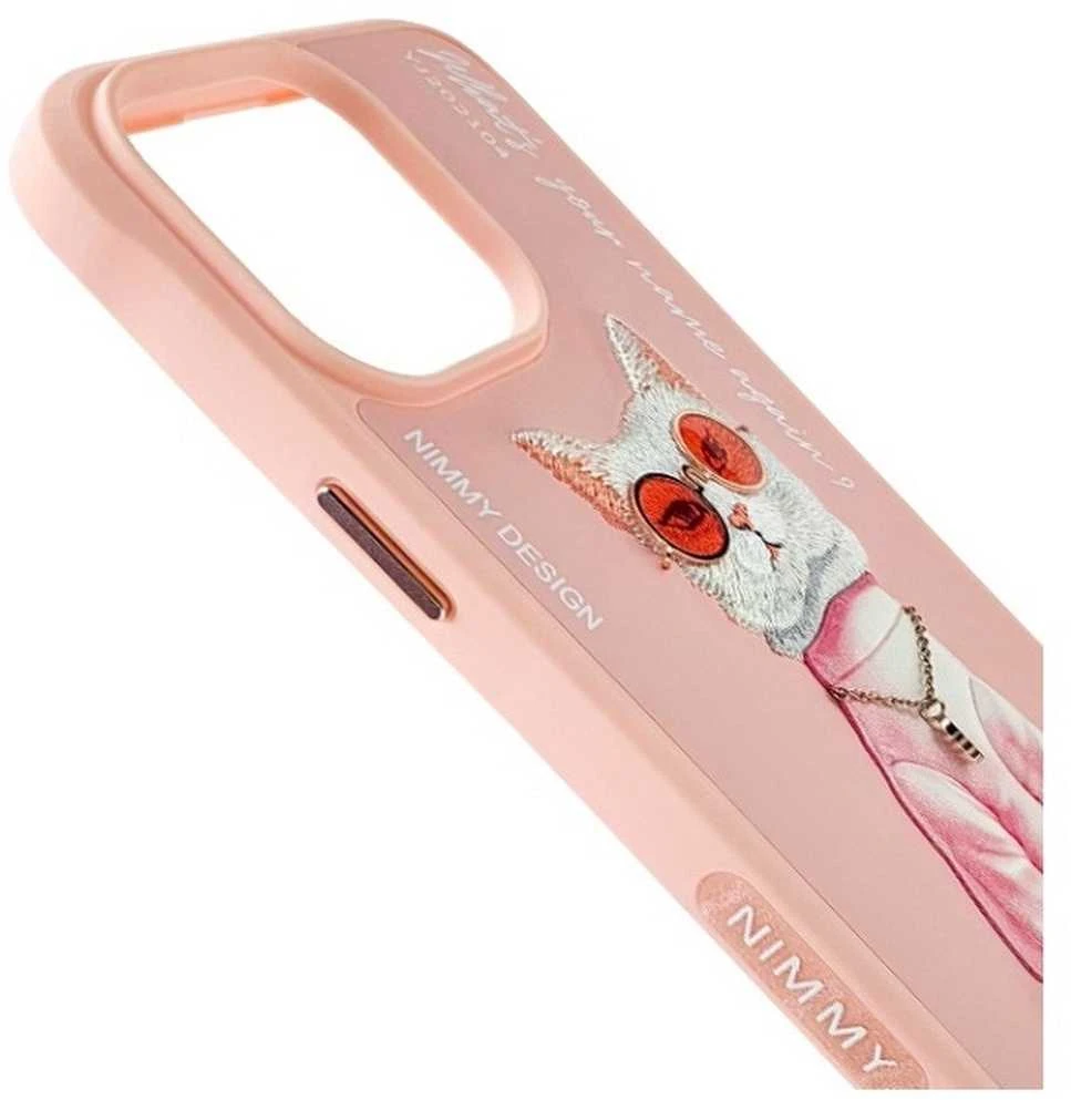 Nimmy Apple iPhone 15 Pro 6.1" dėklas telefonui rožinės spalvos Glasses Cool Cat