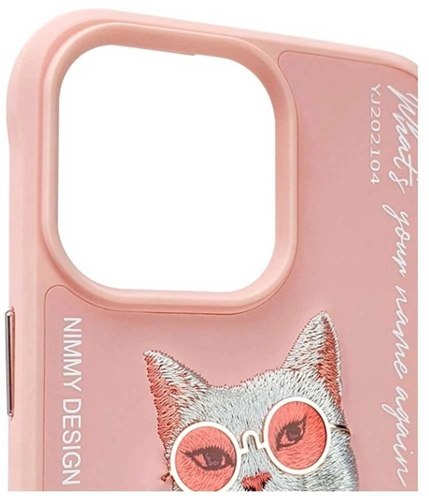 Nimmy Apple iPhone 15 Pro 6.1" dėklas telefonui rožinės spalvos Glasses Cool Cat