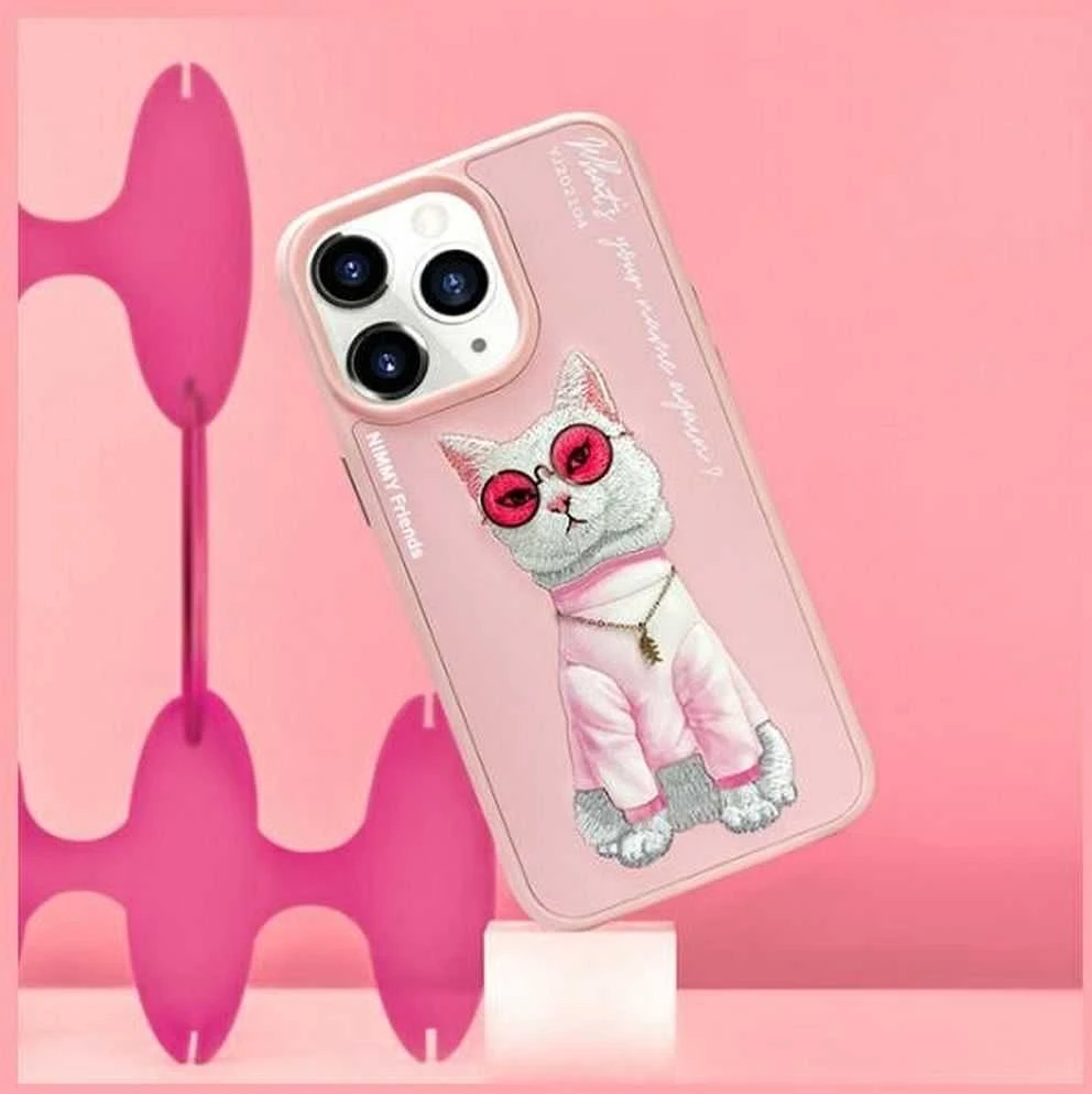 Nimmy Apple iPhone 15 Pro 6.1" dėklas telefonui rožinės spalvos Glasses Cool Cat