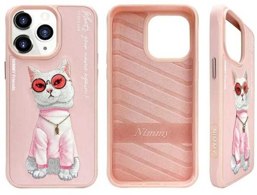 Nimmy Apple iPhone 15 Pro 6.1" dėklas telefonui rožinės spalvos Glasses Cool Cat