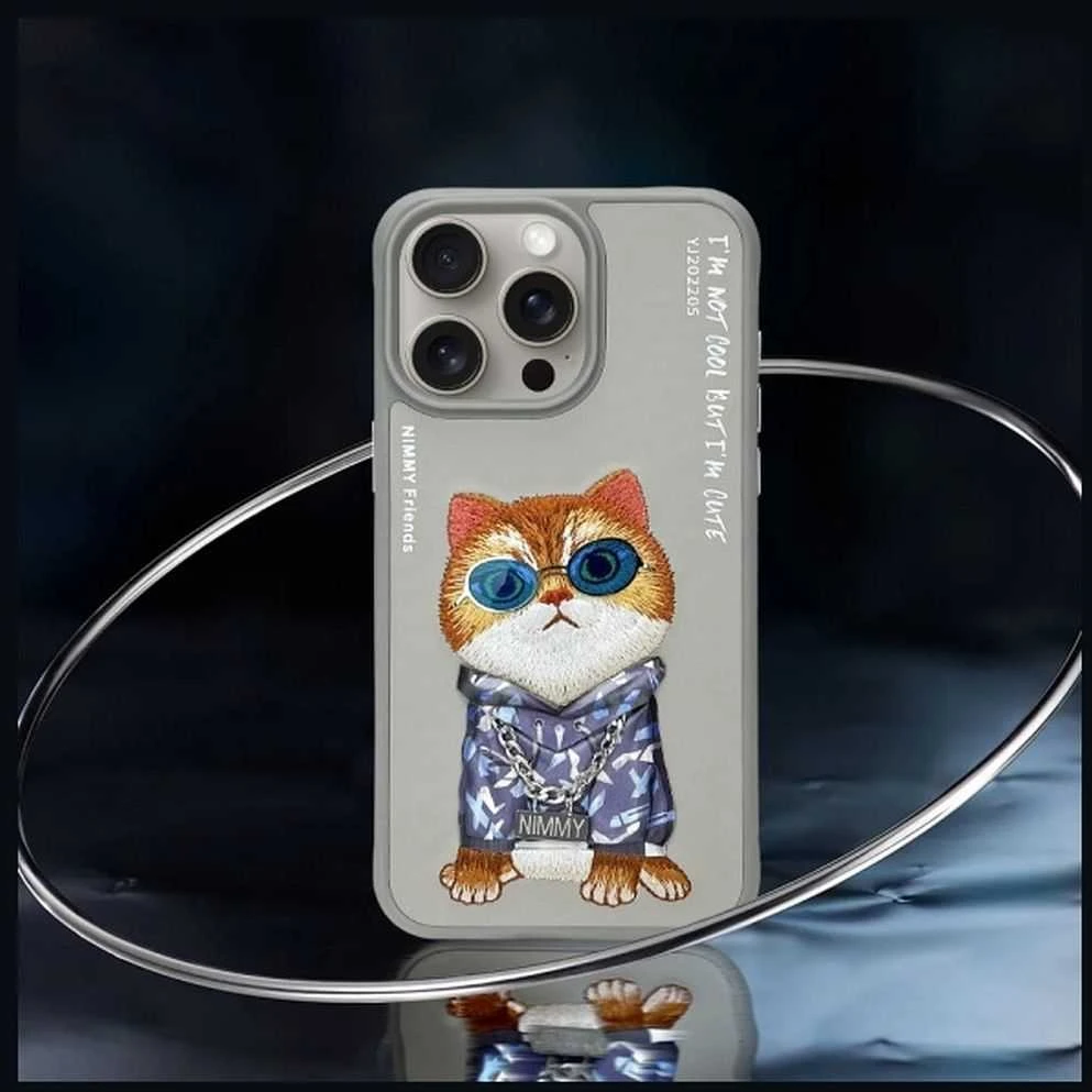 Nimmy Apple iPhone 15 Pro Max 6.7" dėklas telefonui pilkos spalvos Glasses Cool Cat