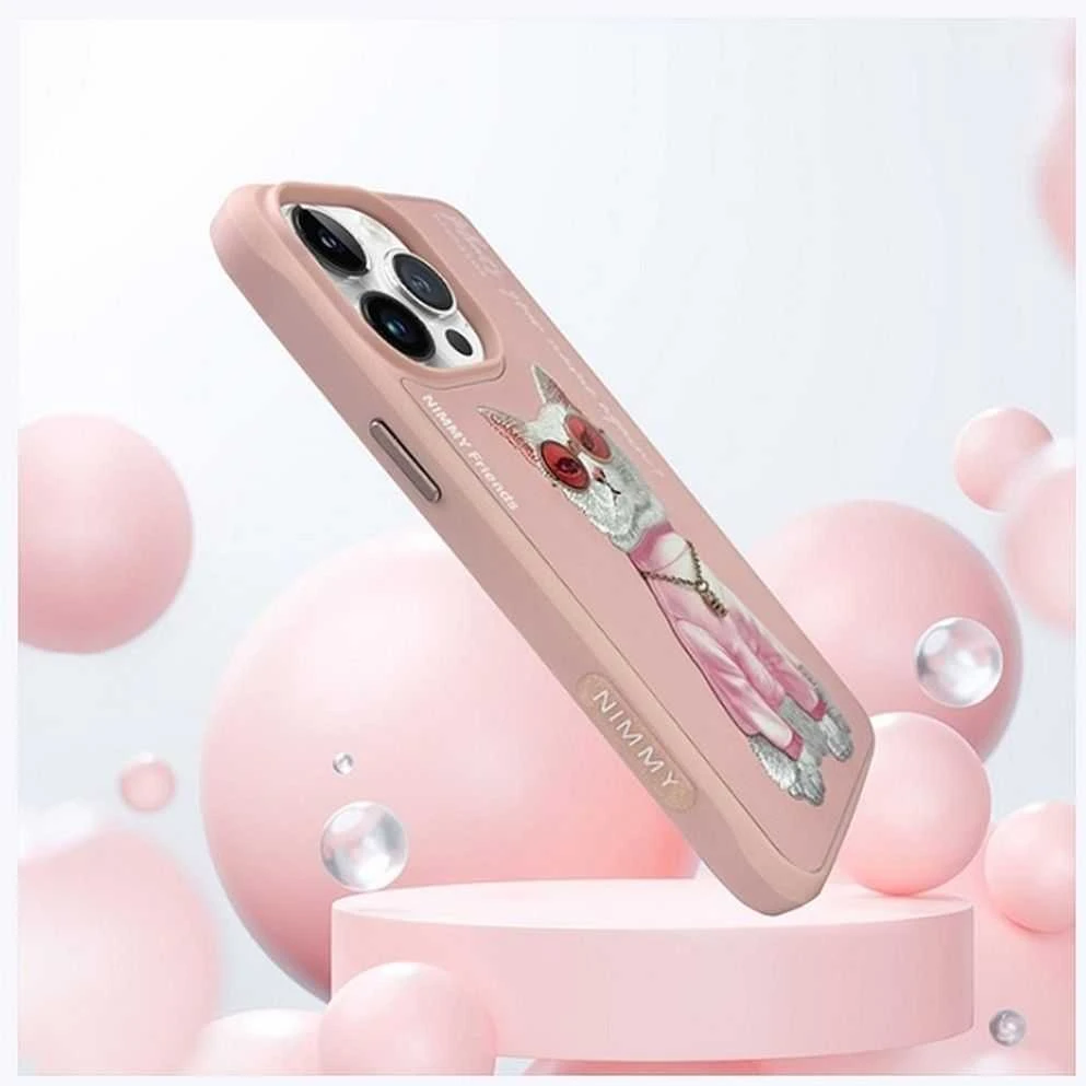 Nimmy Apple iPhone 15 Pro 6.1" dėklas telefonui rožinės spalvos Glasses Cool Cat