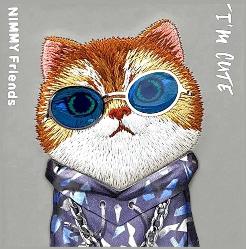 Nimmy Apple iPhone 15 Pro Max 6.7" dėklas telefonui pilkos spalvos Glasses Cool Cat