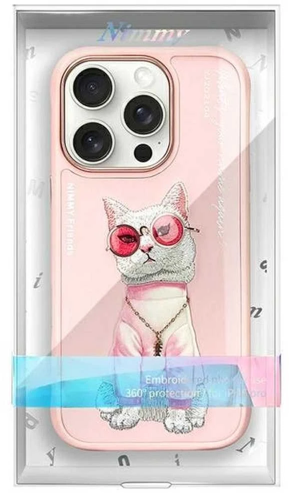 Nimmy dėklas Apple iPhone 16 Pro 6.3″ pink Glasses Cool Cat