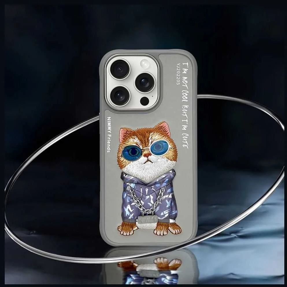 Nimmy dėklas Apple iPhone 16 Pro Max 6.9″ pilka Glasses Cool Cat