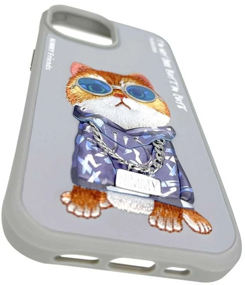 Nimmy Apple iPhone 15 6.1" dėklas telefonui pilkos spalvos Glasses Cool Cat