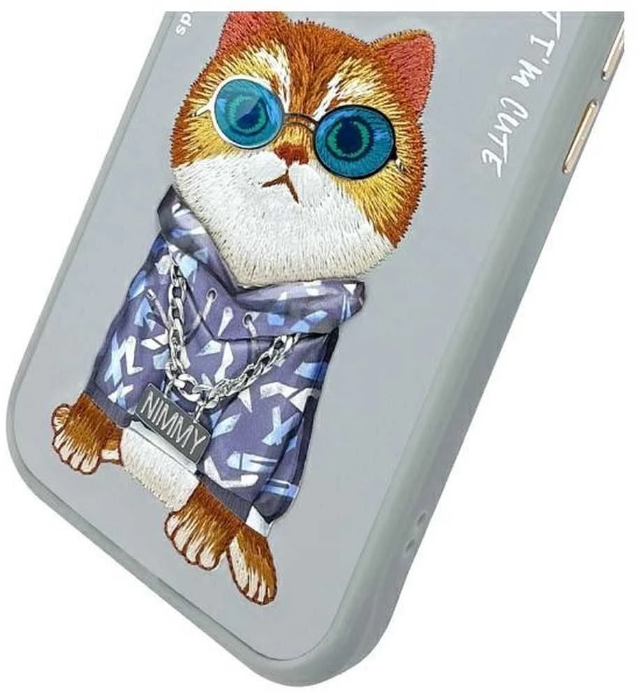 Nimmy Apple iPhone 15 6.1" dėklas telefonui pilkos spalvos Glasses Cool Cat