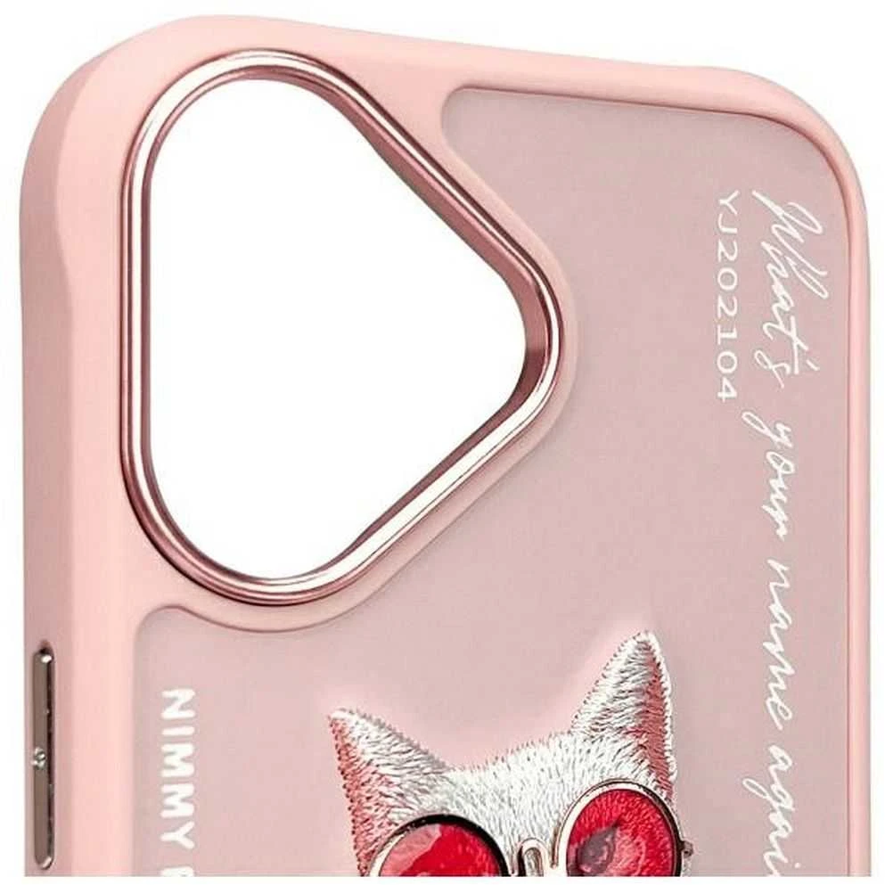 Nimmy dėklas Apple iPhone 16 6.1″ pink Glasses Cool Cat