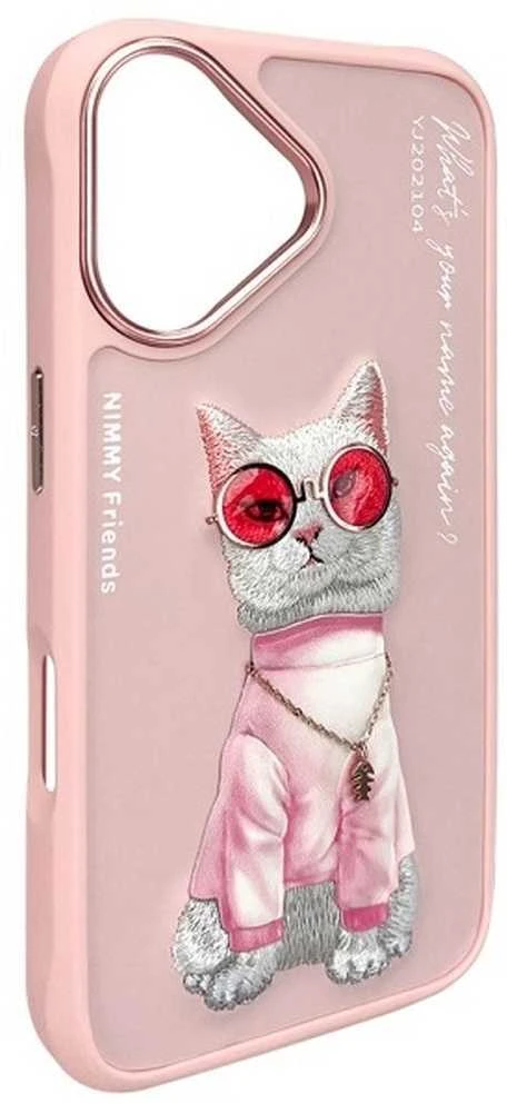 Nimmy dėklas Apple iPhone 16 6.1″ pink Glasses Cool Cat