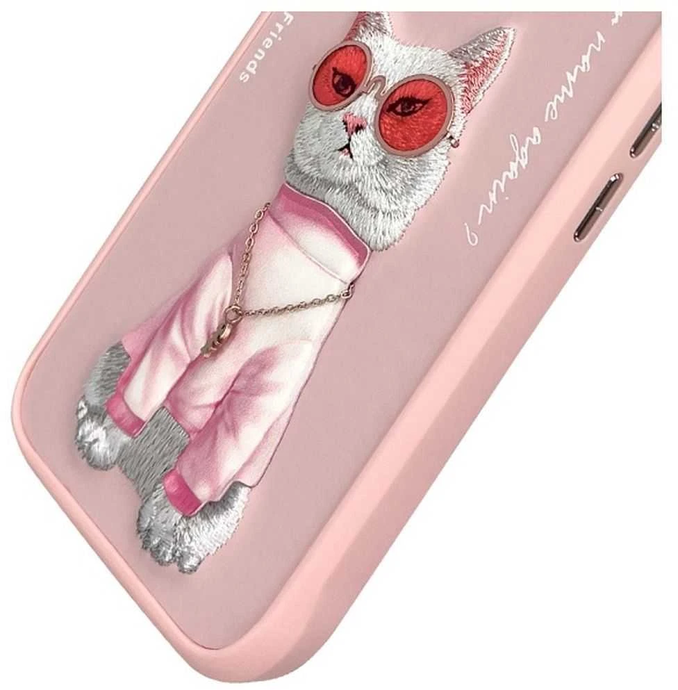 Nimmy dėklas Apple iPhone 16 6.1″ pink Glasses Cool Cat