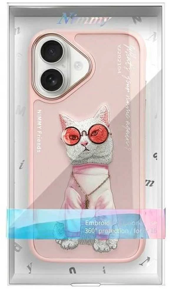 Nimmy dėklas Apple iPhone 16 6.1″ pink Glasses Cool Cat