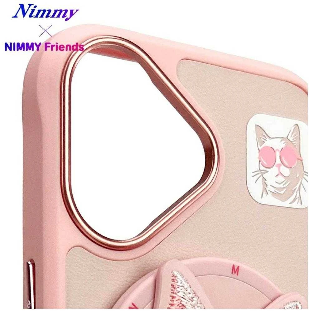 Dėklas Nimmy Glasses Cool Cat MagSafe Apple iPhone 16 rožinės spalvos