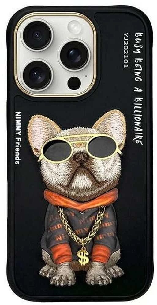 Nimmy Apple iPhone 16 Pro 6.3" dėklas telefonui juodos spalvos Glasses Cool Dog