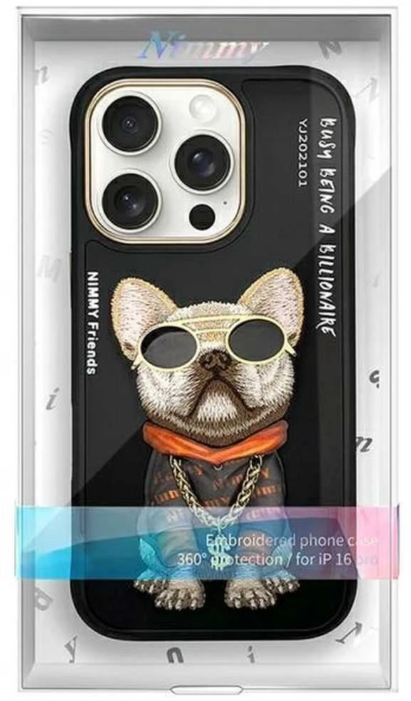 Nimmy dėklas Apple iPhone 16 Pro Max 6.9″ juodos spalvos Glasses Cool Dog