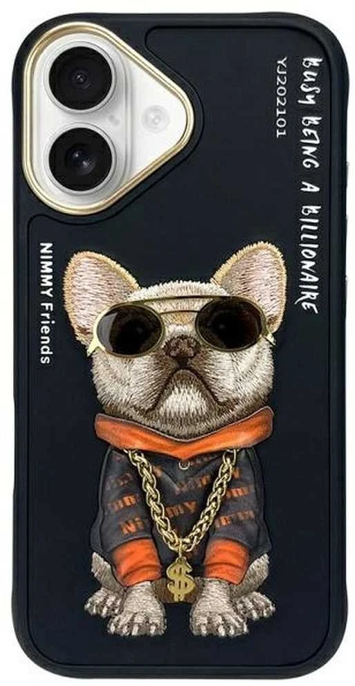 Nimmy dėklas Apple iPhone 16 6.1″ juodas Glasses Cool Dog