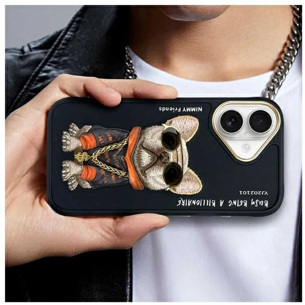 Nimmy dėklas Apple iPhone 16 6.1″ juodas Glasses Cool Dog