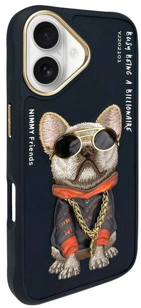 Nimmy dėklas Apple iPhone 16 6.1″ juodas Glasses Cool Dog