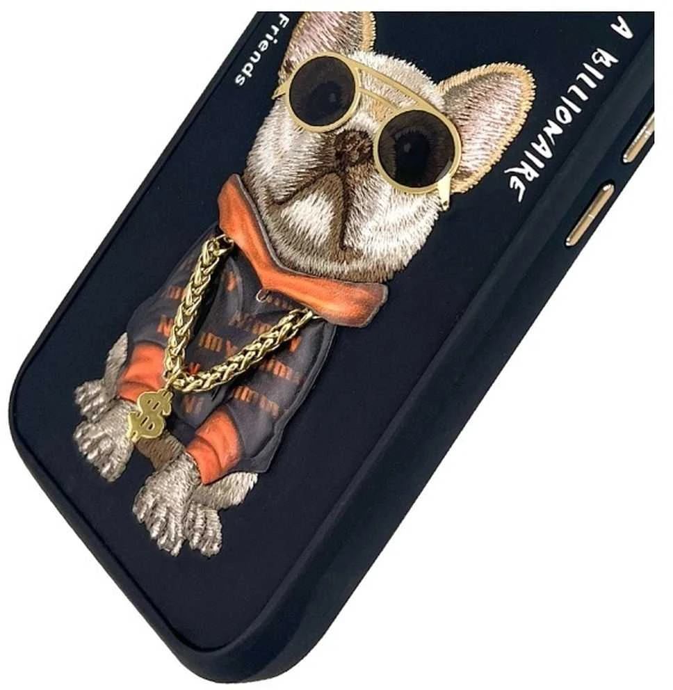 Nimmy dėklas Apple iPhone 16 6.1″ juodas Glasses Cool Dog