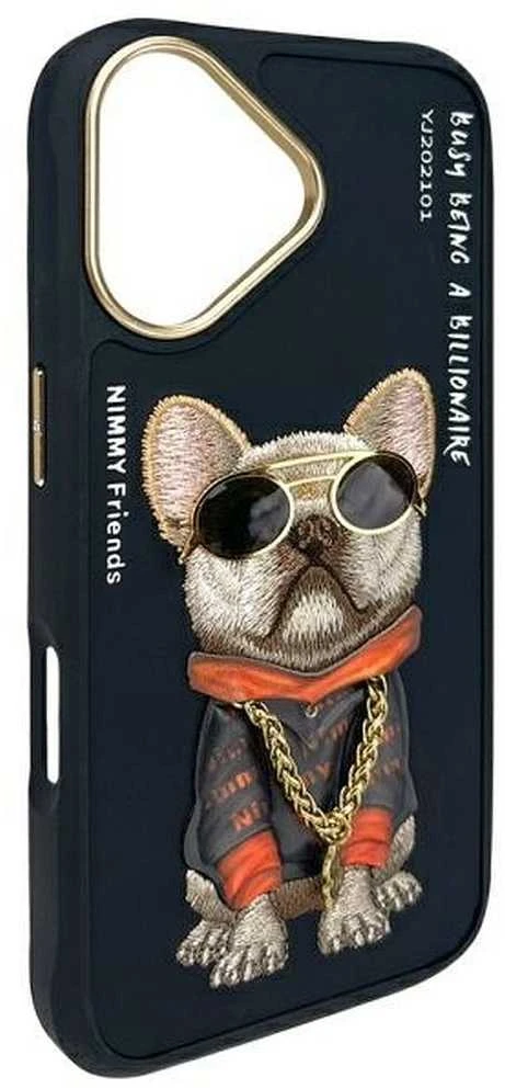 Nimmy dėklas Apple iPhone 16 6.1″ juodas Glasses Cool Dog