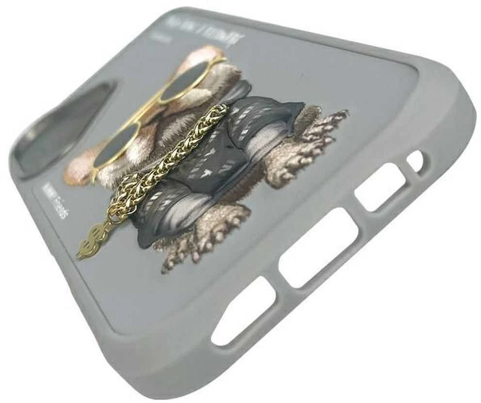 Nimmy dėklas Apple iPhone 16 6.1″ pilka Glasses Cool Dog