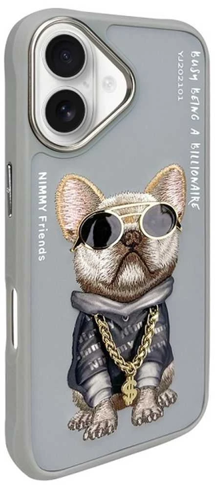 Nimmy dėklas Apple iPhone 16 6.1″ pilka Glasses Cool Dog