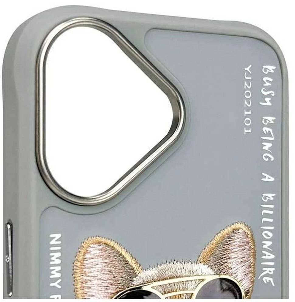 Nimmy dėklas Apple iPhone 16 6.1″ pilka Glasses Cool Dog