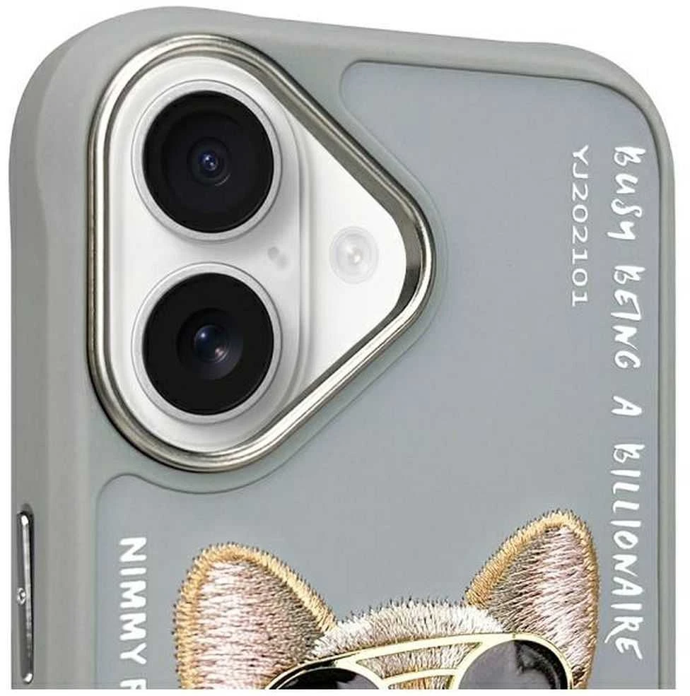 Nimmy dėklas Apple iPhone 16 6.1″ pilka Glasses Cool Dog