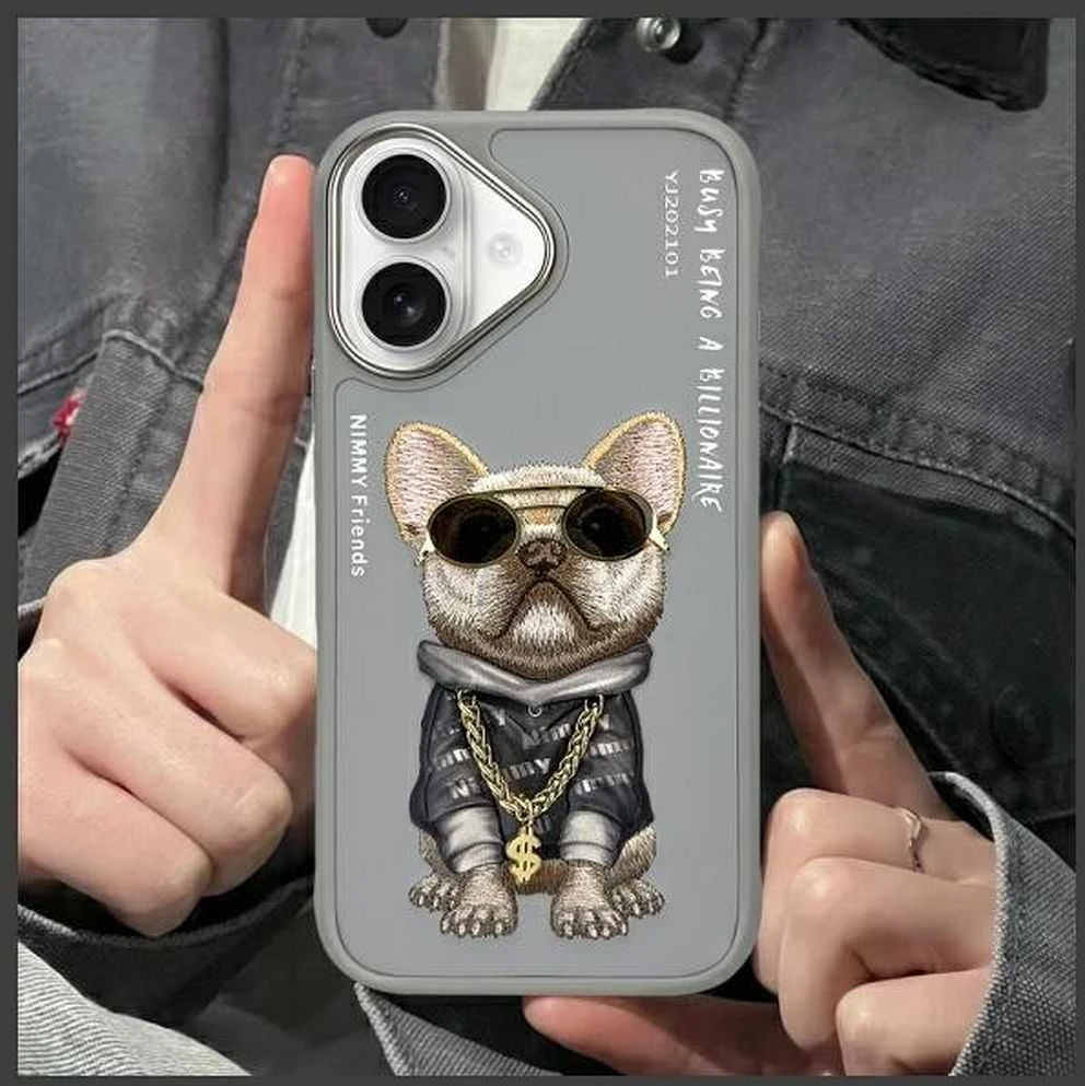 Nimmy dėklas Apple iPhone 16 6.1″ pilka Glasses Cool Dog