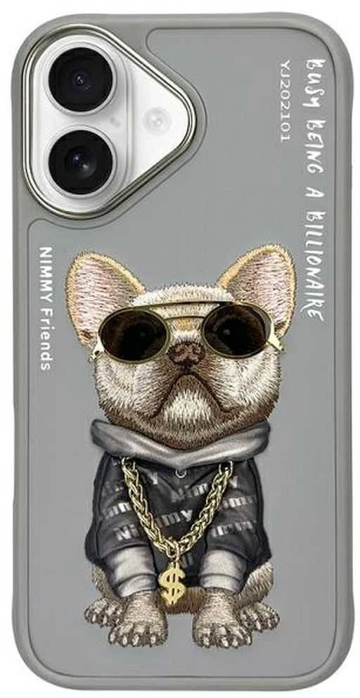 Nimmy dėklas Apple iPhone 16 6.1″ pilka Glasses Cool Dog