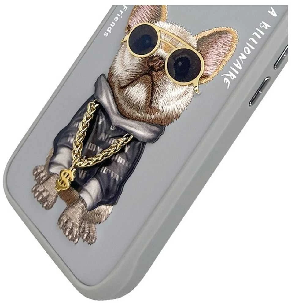 Nimmy dėklas Apple iPhone 16 6.1″ pilka Glasses Cool Dog